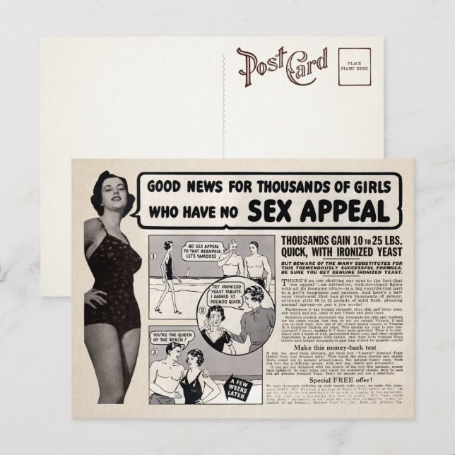 Vintage Skinny Girl Comic Advertisement Postcard  (Front/Back)