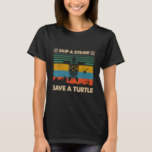 Vintage Skip A Straw Save A Turtle Ocean T-Shirt