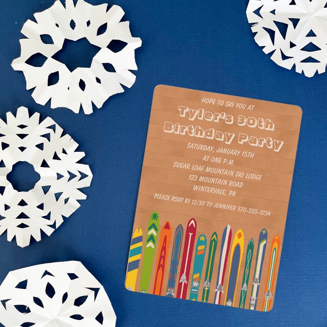 Vintage Skis Custom Skiing Themed Party Invitation (Creator Uploaded)