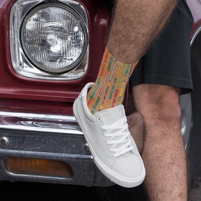 Vintage Skis Light Brown Patterned Socks (Creator Uploaded)