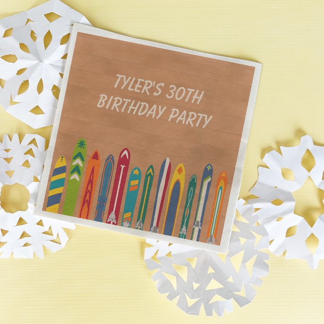 Vintage Skis Personalized Skiers Party Napkin (Creator Uploaded)