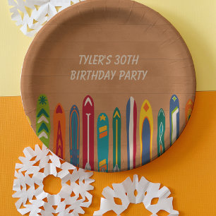 Vintage Skis Personalized Skiers Party Paper Plate