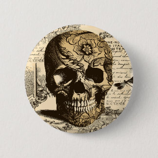 Vintage Skull 6 Cm Round Badge