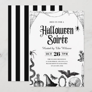 Vintage Skull Adult Halloween Soirée Invitation