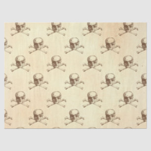 Vintage Skull and Crossbones on Cream Decoupage Tissue Paper
