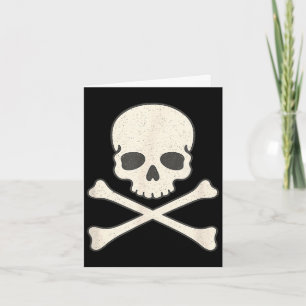 Vintage skull and crossbones pirate halloween card