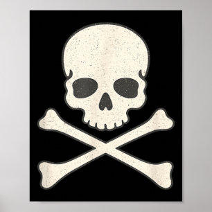 Vintage skull and crossbones pirate halloween poster