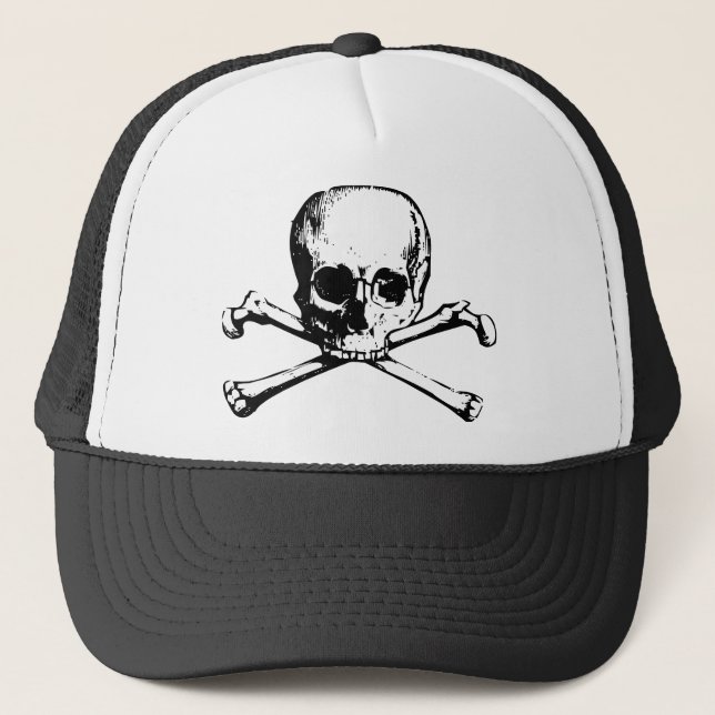 Vintage Skull and Crossbones Trucker Hat (Front)