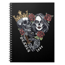 Vintage Skull and roses, Deadly Love,