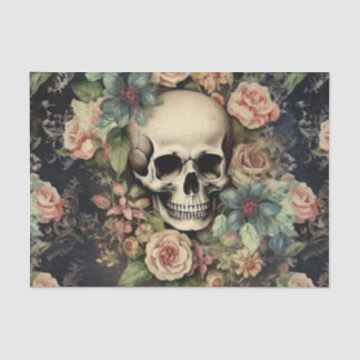 Vintage skull and roses decoupage paper