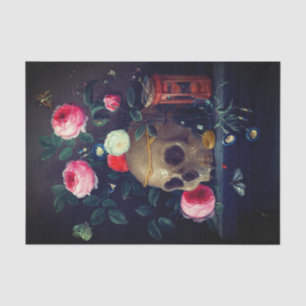 Vintage Skull and Roses Decoupage Tissue Paper