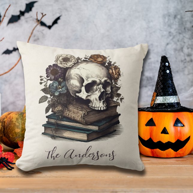 Vintage Skull Books Dark Academia Halloween  Cushion (Creator Uploaded)