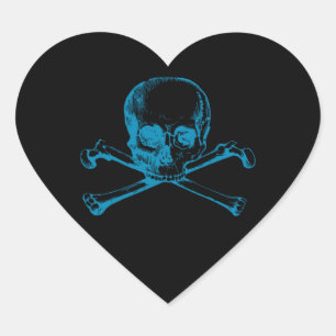 Vintage Skull & Crossbones Heart Sticker