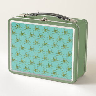 Vintage Skull & Crossbones Metal Lunch Box