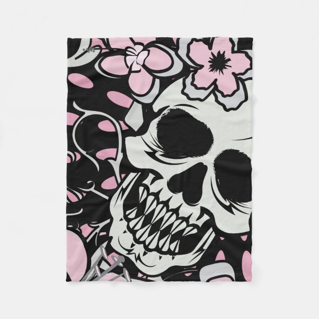 Vintage Skull Fleece Blanket (Front)