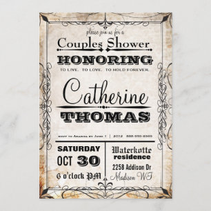 Vintage Skull & Flourishes Couples Shower Invite