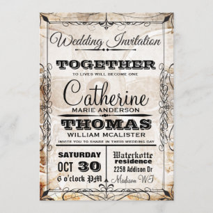 Vintage Skull & Flourishes Wedding Invitation