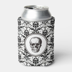 Vintage Skull Gothic Damask Pattern HALLOWEEN Can Cooler