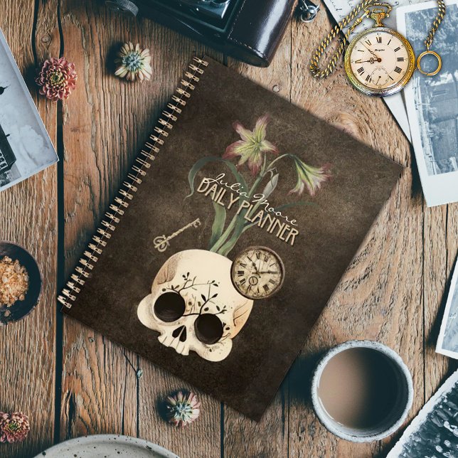 Vintage Skull Gothic Floral Personalised  Planner (Creator Uploaded)