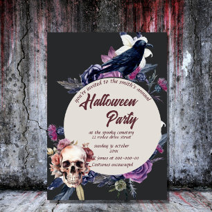 vintage skull  gothic spooky halloween invitation