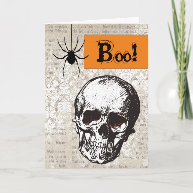 Vintage Skull Halloween Card (Front)