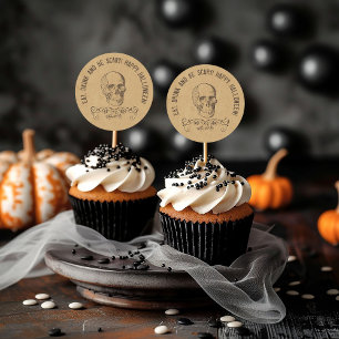 Vintage Skull Halloween Party Favour Classic Round Sticker