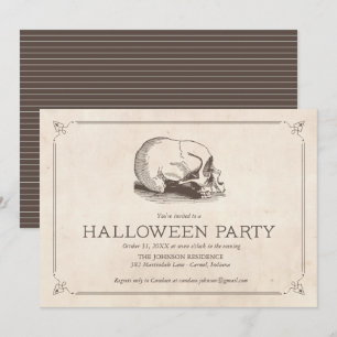 Vintage Skull Halloween Party Invites