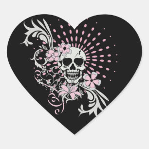 Vintage Skull Heart Sticker