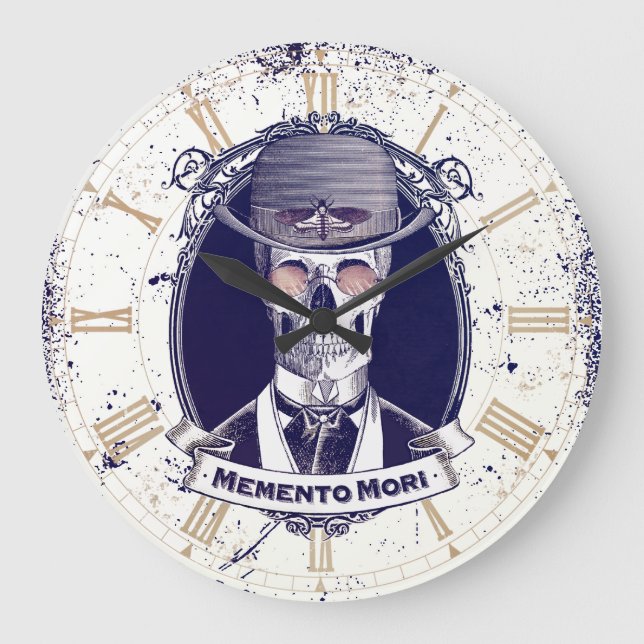Vintage Skull Memento Mori wall clock (Front)