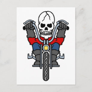 Vintage Skull on Motorcycle Tattoo Postcard