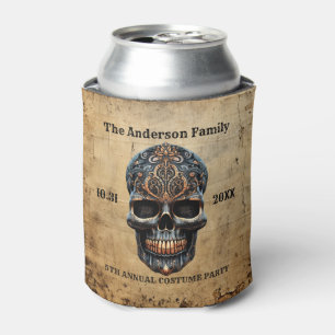 Vintage Skull Personalised Halloween Party Can Cooler