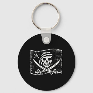 Vintage Skull Pirate Flag Funny Halloween Costume Key Ring