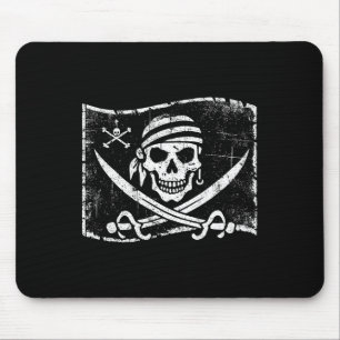 Vintage Skull Pirate Flag Funny Halloween Costume Mouse Mat