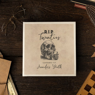 Vintage Skull RIP Twenties Whiskey Birthday Party  Napkin