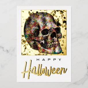Vintage Skull Scary Cool & Unique Gothic Halloween Foil Holiday Card