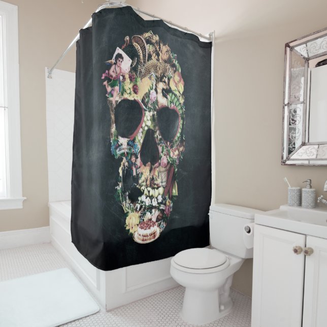 Vintage Skull Shower Curtain (In Situ)