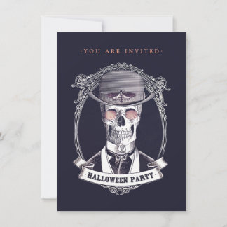 Vintage Skull Skeleton Halloween Party Invitation
