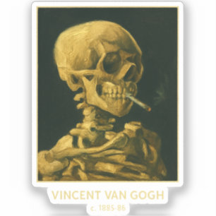 Vintage Skull Smoking – Unique Van Gogh Inspired 