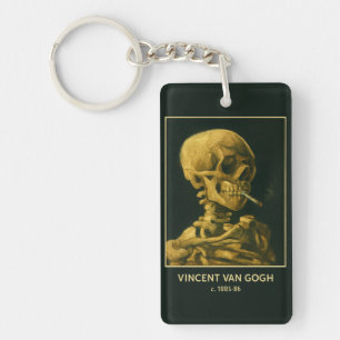 Vintage Skull Smoking – Unique Van Gogh Inspired  Key Ring