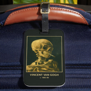 Vintage Skull Smoking – Unique Van Gogh Inspired  Luggage Tag