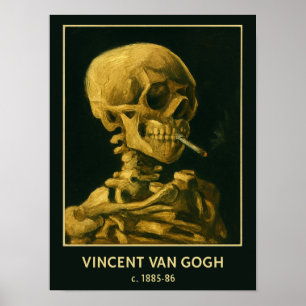 Vintage Skull Smoking – Unique Van Gogh Inspired  Poster