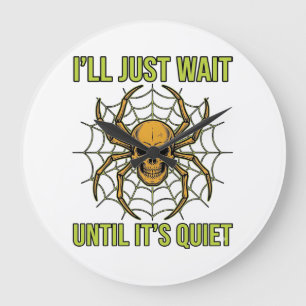 Vintage Skull Spider Funny Halloween T-Shirt Desig Large Clock