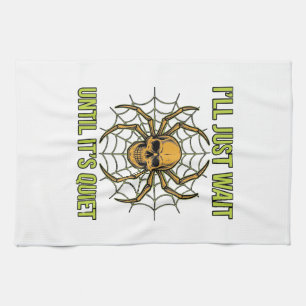 Vintage Skull Spider Funny Halloween T-Shirt Desig Tea Towel