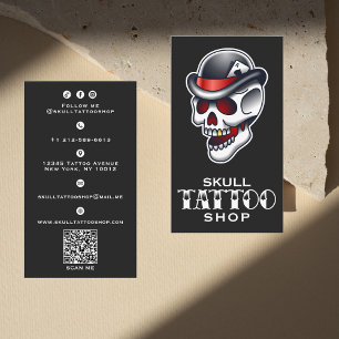 Vintage Skull Tattoo Shop Business Card