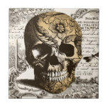 Vintage Skull Tile<br><div class="desc">A vintage skull with flowers and fluer de lis designs.</div>