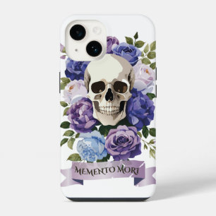 Vintage skull with purple roses - Mori cement iPhone 14 Case