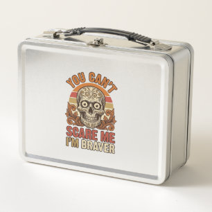Vintage Skull You Can’t Scare Me Halloween Shirt D Metal Lunch Box