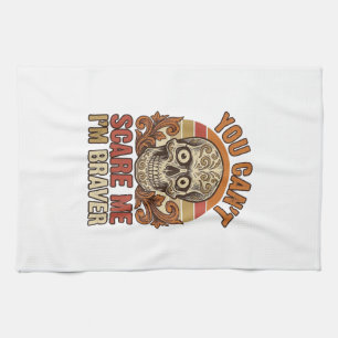 Vintage Skull You Can’t Scare Me Halloween Shirt D Tea Towel