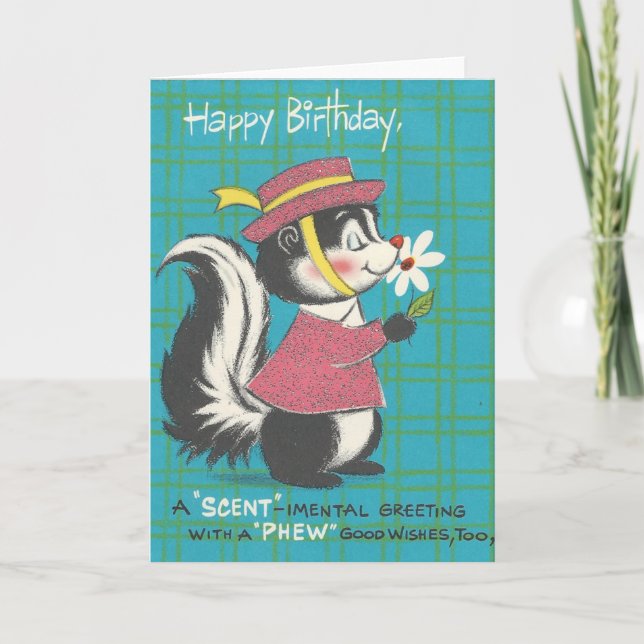 Vintage Skunk Happy Birthday Card (Front)