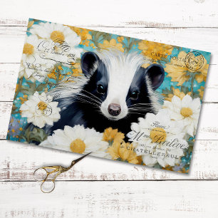 Vintage Skunk Rustic Floral Decoupage Tissue Paper